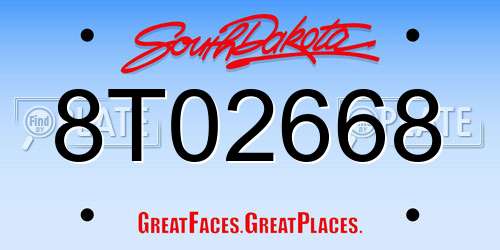 8T02668 South Dakota License Plate