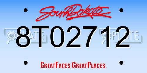 8T02712 South Dakota License Plate