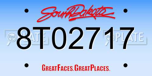 8T02717 South Dakota License Plate