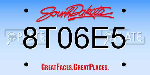 8T06E5 South Dakota License Plate
