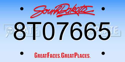 8T07665 South Dakota License Plate