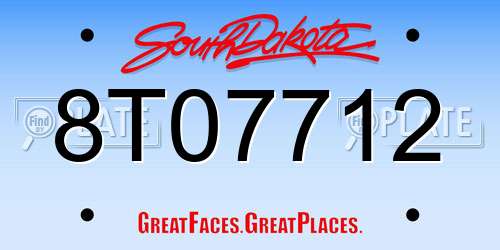 8T07712 South Dakota License Plate