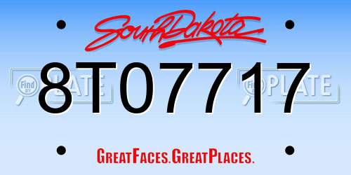 8T07717 South Dakota License Plate