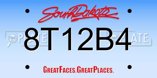 8T12B4 South Dakota License Plate