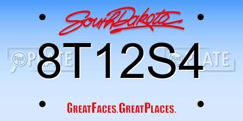 8T12S4 South Dakota License Plate