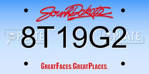 8T19G2 South Dakota License Plate