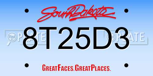 8T25D3 South Dakota License Plate
