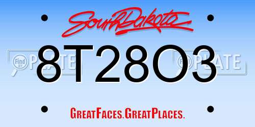 8T28O3 South Dakota License Plate