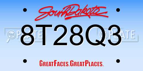 8T28Q3 South Dakota License Plate