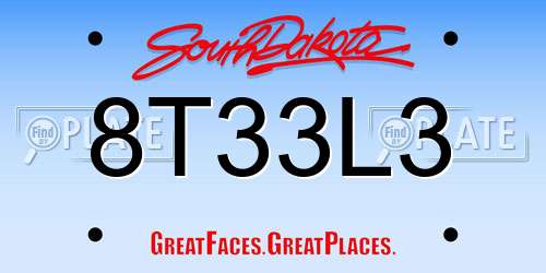 8T33L3 South Dakota License Plate