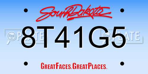 8T41G5 South Dakota License Plate
