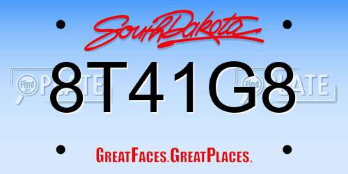 8T41G8 South Dakota License Plate