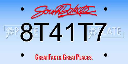 8T41T7 South Dakota License Plate