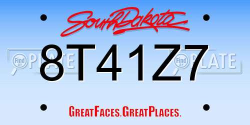8T41Z7 South Dakota License Plate