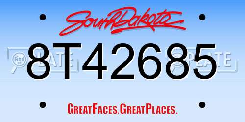 8T42685 South Dakota License Plate