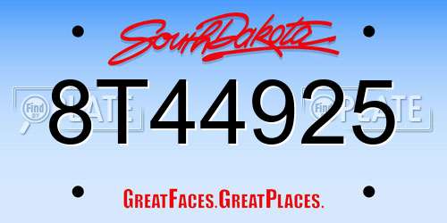 8T44925 South Dakota License Plate
