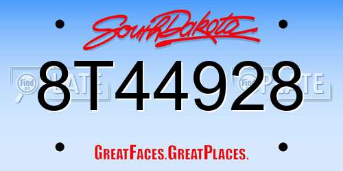 8T44928 South Dakota License Plate