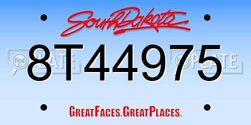 8T44975 South Dakota License Plate