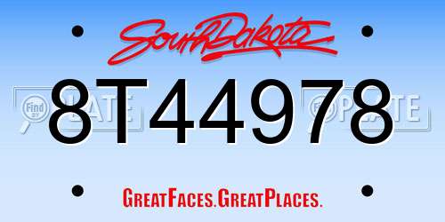 8T44978 South Dakota License Plate