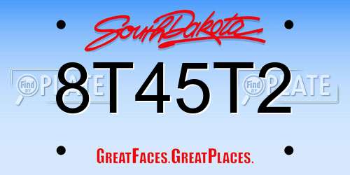8T45T2 South Dakota License Plate