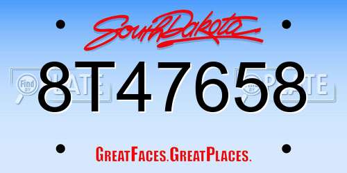 8T47658 South Dakota License Plate