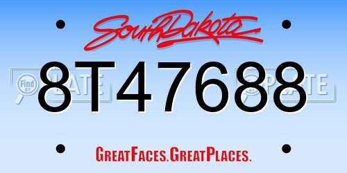 8T47688 South Dakota License Plate