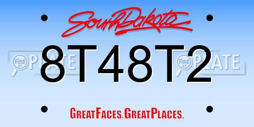 8T48T2 South Dakota License Plate