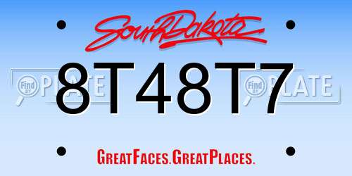 8T48T7 South Dakota License Plate