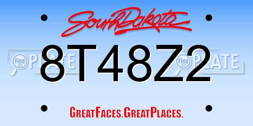 8T48Z2 South Dakota License Plate