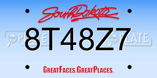 8T48Z7 South Dakota License Plate