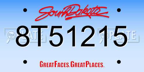 8T51215 South Dakota License Plate