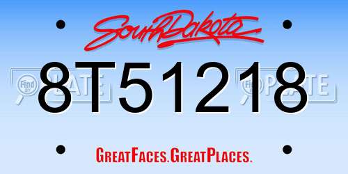8T51218 South Dakota License Plate