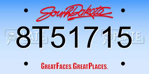 8T51715 South Dakota License Plate