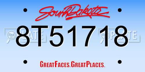 8T51718 South Dakota License Plate