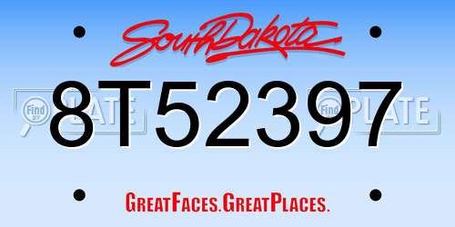 8T52397 South Dakota License Plate