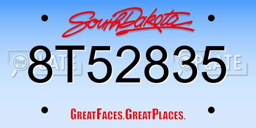 8T52835 South Dakota License Plate