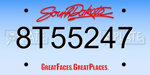8T55247 South Dakota License Plate