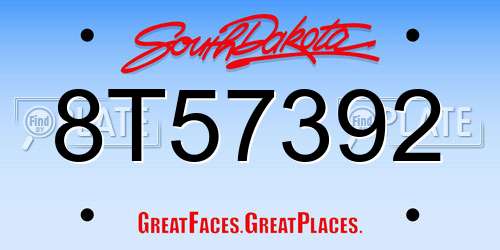 8T57392 South Dakota License Plate