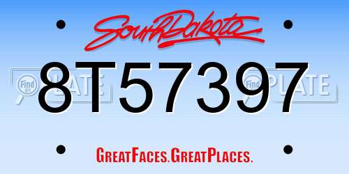 8T57397 South Dakota License Plate