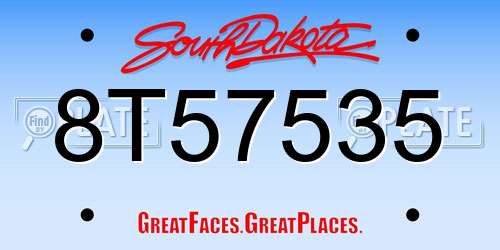 8T57535 South Dakota License Plate