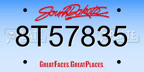8T57835 South Dakota License Plate