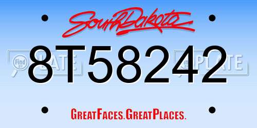 8T58242 South Dakota License Plate