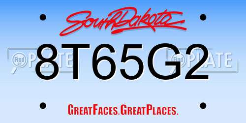 8T65G2 South Dakota License Plate