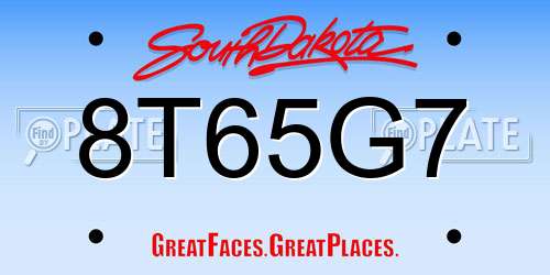 8T65G7 South Dakota License Plate