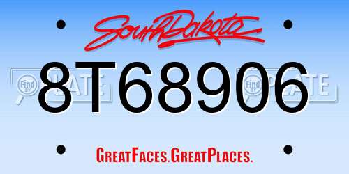 8T68906 South Dakota License Plate
