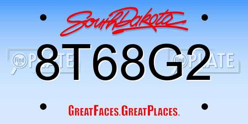 8T68G2 South Dakota License Plate