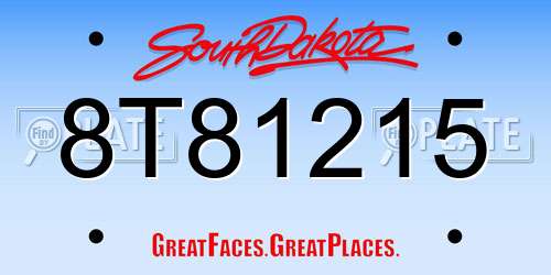 8T81215 South Dakota License Plate