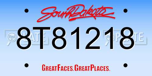 8T81218 South Dakota License Plate