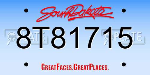 8T81715 South Dakota License Plate