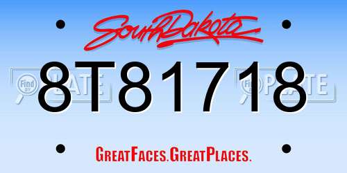 8T81718 South Dakota License Plate